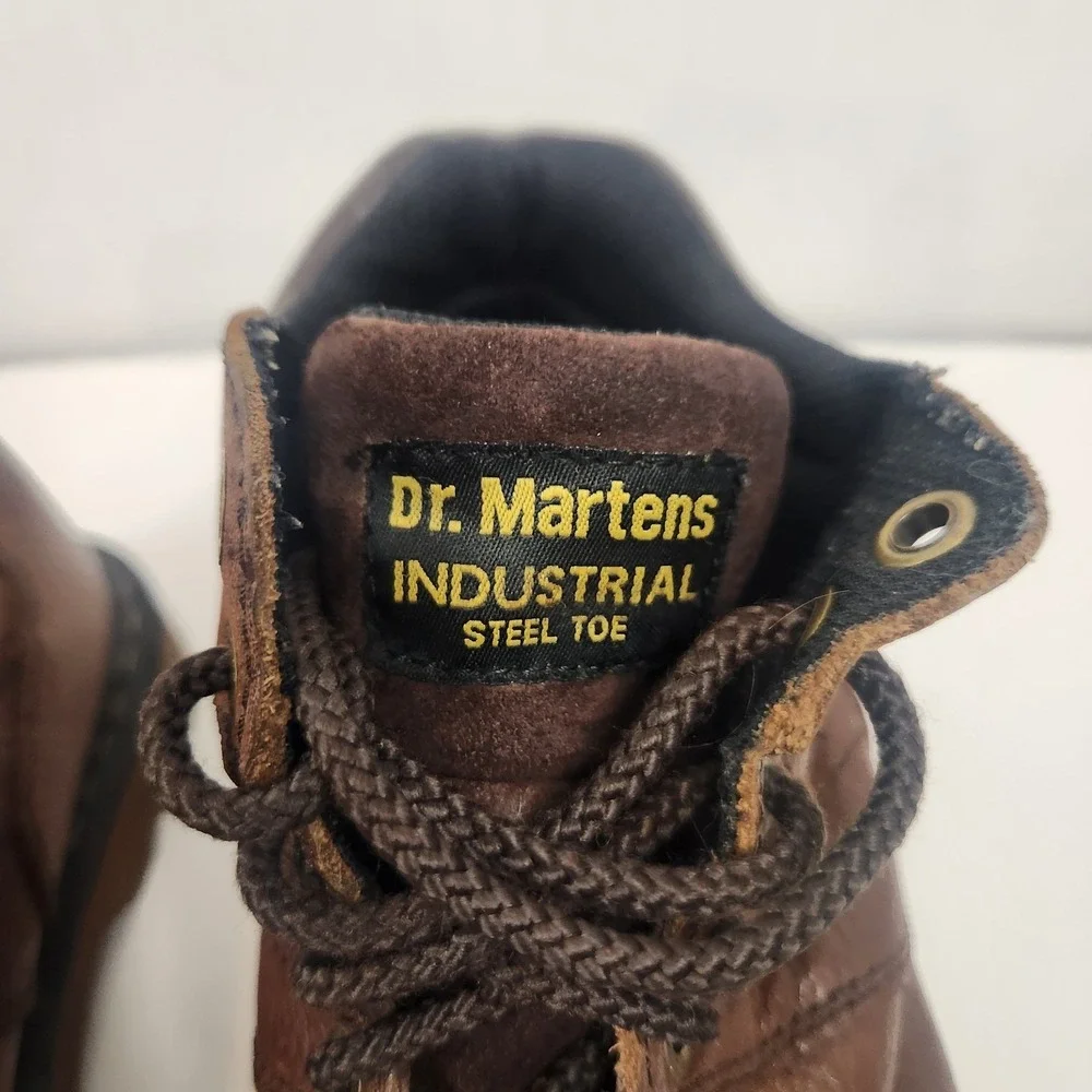 Dr Martens Mens Leather Ankle Boots Sz 8 Leather Steel Toe Work Hiking‎ Brown